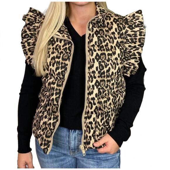 JODIFL Jackets & Blazers - NEW JODIFL leopard puffer vest in beige
